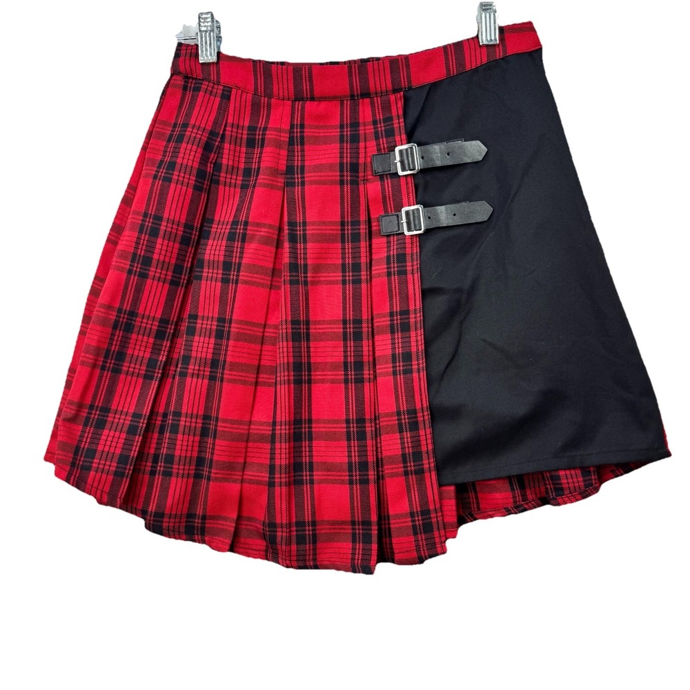Hot Topic Plaid Skirt Small Red Black Punk Skater Y2K Mini Gothic Academia Dolls